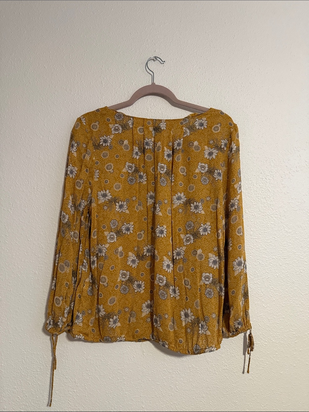 Lucky Brand Women's Yellow Long Sleeve Floral Blouse Medium - Picture 5 of 5